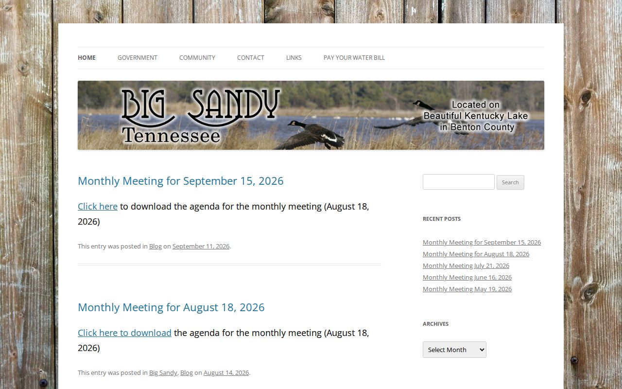 Official Big Sandy municipal page with town information and contact route